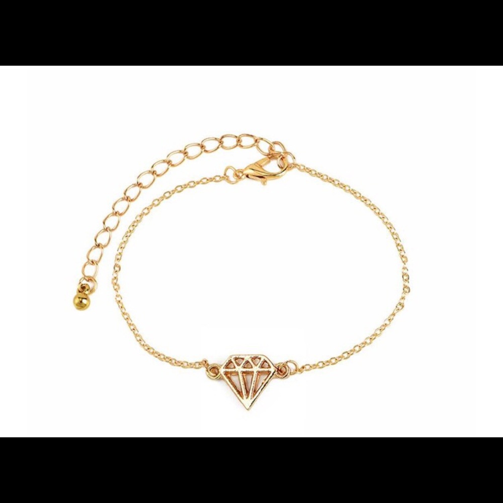 LAST ONE Gold Bracelet Diamond Knot Circle Leaf - Picture 2 of 5